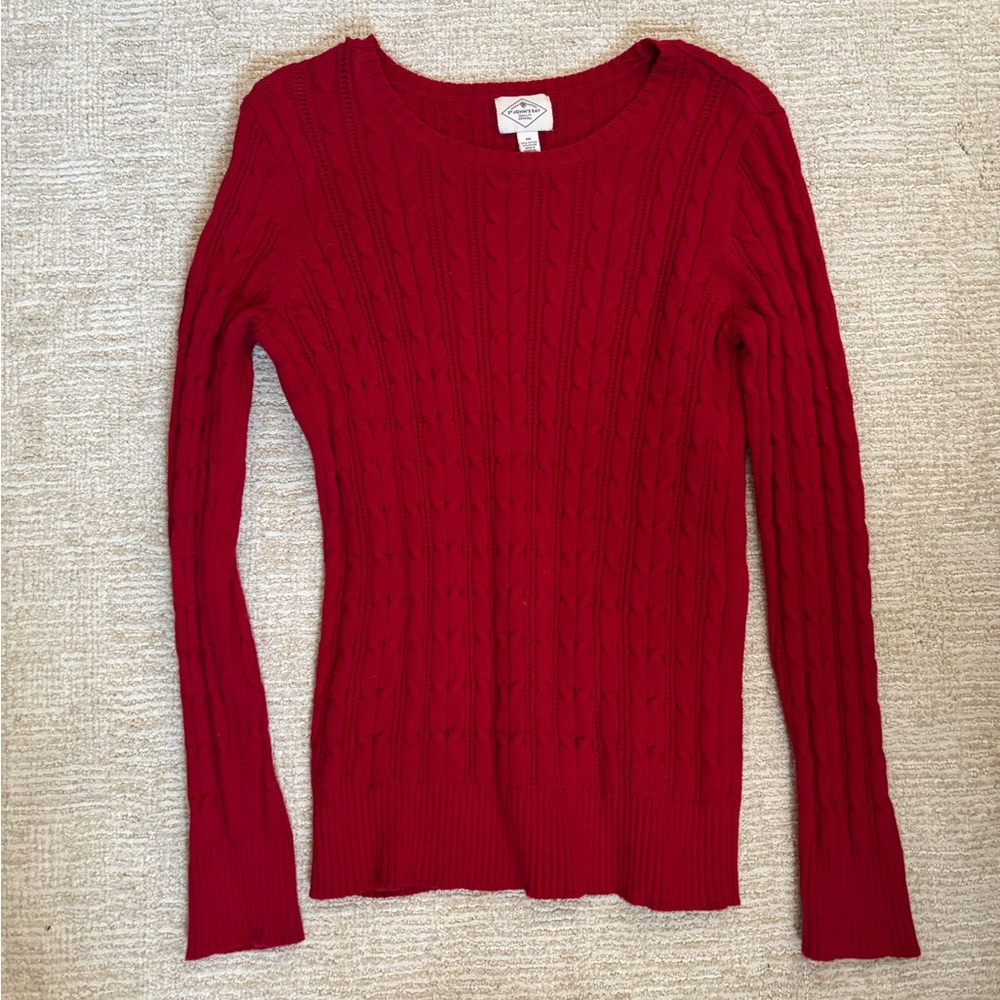 Red Cable Knit Sweater